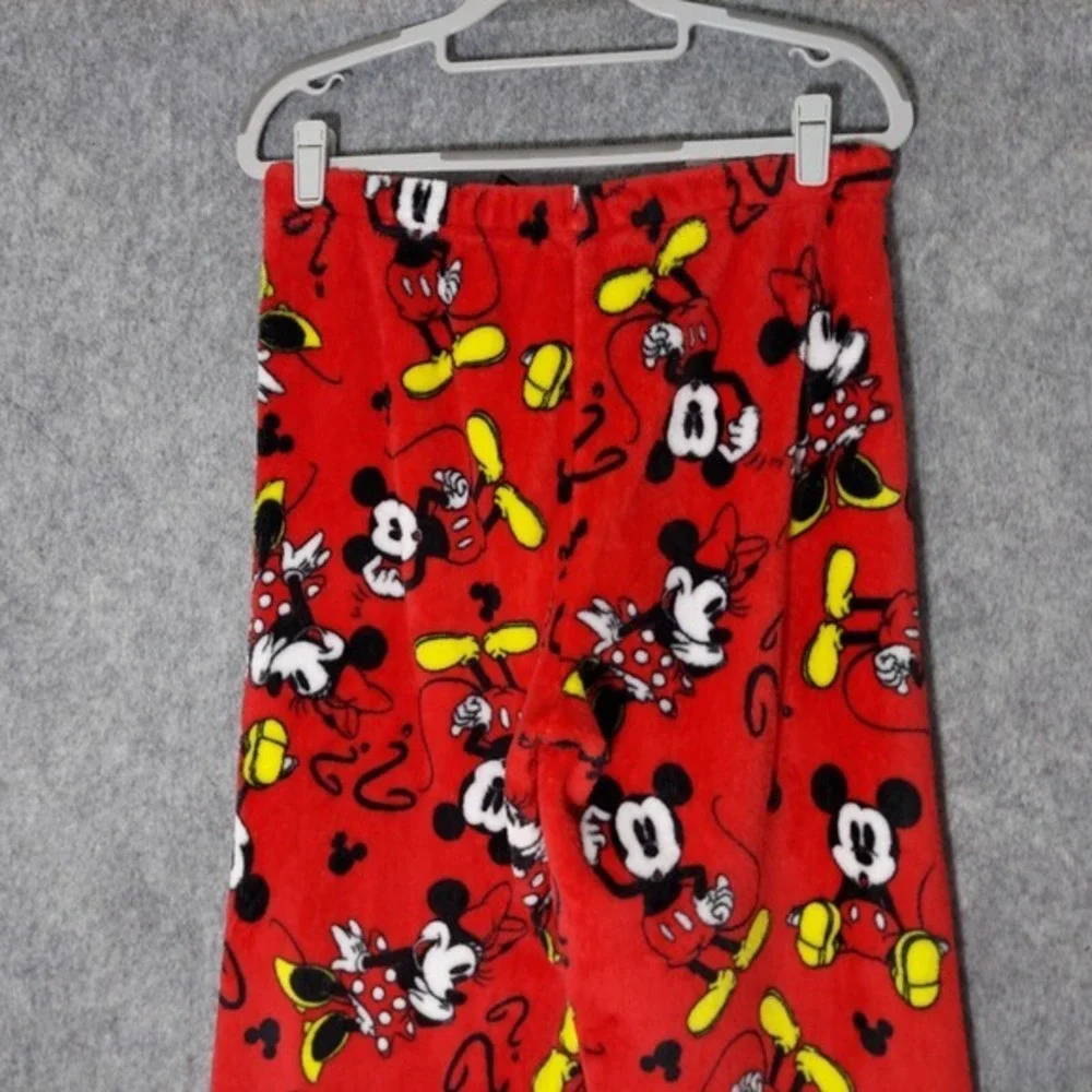 Disney Women Pajama Pants M Minnie Mickey Mouse Magic Fleece Drawstring Wide Leg - Picture 13 of 16